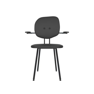 Lensvelt Maarten Baas Chair 102 (Not Stackable - With Armrests) Backrest H Havana Black 090 Black (RAL9005) Hard Leg Ends
