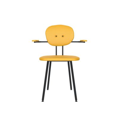 Lensvelt Maarten Baas Chair 102 (Not Stackable - With Armrests) Backrest A Lemon Yellow 051 Black (RAL9005) Hard Leg Ends