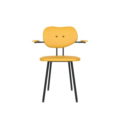 Lensvelt Maarten Baas Chair 102 (Not Stackable - With Armrests) Backrest B Lemon Yellow 051 Black (RAL9005) Hard Leg Ends