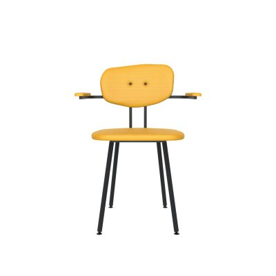 Lensvelt Maarten Baas Chair 102 (Not Stackable - With Armrests) Backrest C Lemon Yellow 051 Black (RAL9005) Hard Leg Ends