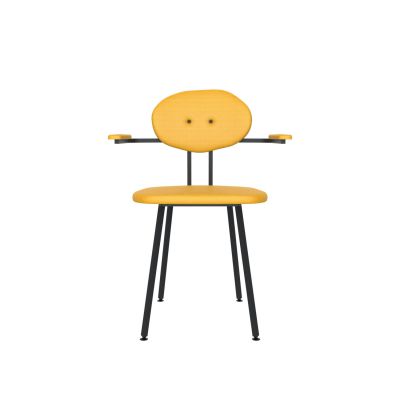 Lensvelt Maarten Baas Chair 102 (Not Stackable - With Armrests) Backrest D Lemon Yellow 051 Black (RAL9005) Hard Leg Ends