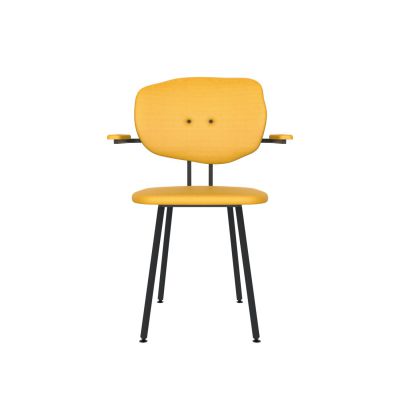 Lensvelt Maarten Baas Chair 102 (Not Stackable - With Armrests) Backrest F Lemon Yellow 051 Black (RAL9005) Hard Leg Ends