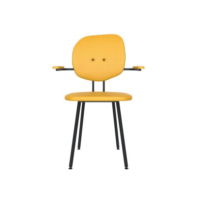 Lensvelt Maarten Baas Chair 102 (Not Stackable - With Armrests) Backrest H Lemon Yellow 051 Black (RAL9005) Hard Leg Ends
