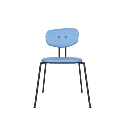 Lensvelt Maarten Baas Chair 141 (Stackable - Without Armrests) Backrest C Blue Horizon 040 Black (RAL9005) Hard Leg Ends