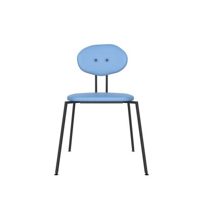 Lensvelt Maarten Baas Chair 141 (Stackable - Without Armrests) Backrest D Blue Horizon 040 Black (RAL9005) Hard Leg Ends