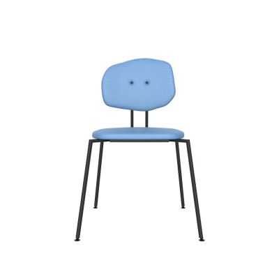 Lensvelt Maarten Baas Chair 141 (Stackable - Without Armrests) Backrest E Blue Horizon 040 Black (RAL9005) Hard Leg Ends