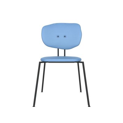 Lensvelt Maarten Baas Chair 141 (Stackable - Without Armrests) Backrest F Blue Horizon 040 Black (RAL9005) Hard Leg Ends
