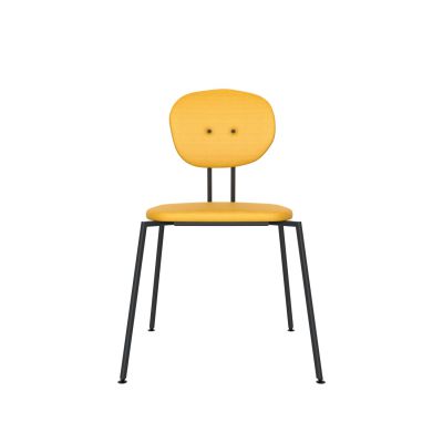 Lensvelt Maarten Baas Chair 141 (Stackable - Without Armrests) Backrest A Lemon Yellow 051 Black (RAL9005) Hard Leg Ends