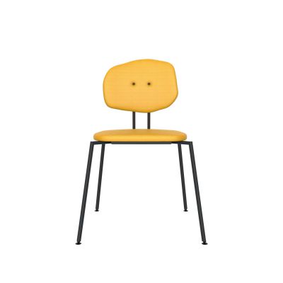 Lensvelt Maarten Baas Chair 141 (Stackable - Without Armrests) Backrest E Lemon Yellow 051 Black (RAL9005) Hard Leg Ends