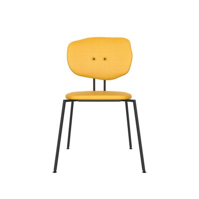 Lensvelt Maarten Baas Chair 141 (Stackable - Without Armrests) Backrest F Lemon Yellow 051 Black (RAL9005) Hard Leg Ends