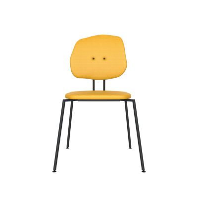 Lensvelt Maarten Baas Chair 141 (Stackable - Without Armrests) Backrest G Lemon Yellow 051 Black (RAL9005) Hard Leg Ends