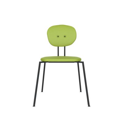 Lensvelt Maarten Baas Chair 141 (Stackable - Without Armrests) Backrest A Fairway Green 020 Black (RAL9005) Hard Leg Ends