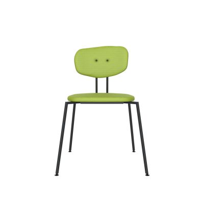 Lensvelt Maarten Baas Chair 141 (Stackable - Without Armrests) Backrest C Fairway Green 020 Black (RAL9005) Hard Leg Ends