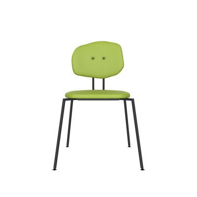 Lensvelt Maarten Baas Chair 141 (Stackable - Without Armrests) Backrest E Fairway Green 020 Black (RAL9005) Hard Leg Ends