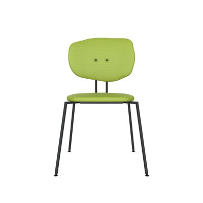 Lensvelt Maarten Baas Chair 141 (Stackable - Without Armrests) Backrest F Fairway Green 020 Black (RAL9005) Hard Leg Ends