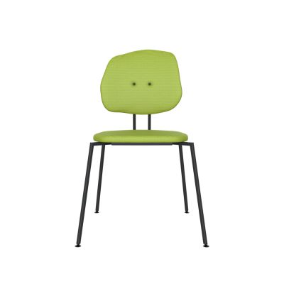 Lensvelt Maarten Baas Chair 141 (Stackable - Without Armrests) Backrest G Fairway Green 020 Black (RAL9005) Hard Leg Ends