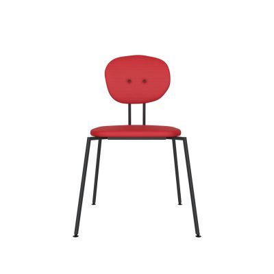 Lensvelt Maarten Baas Chair 141 (Stackable - Without Armrests) Backrest A Grenada Red 010 Black (RAL9005) Hard Leg Ends