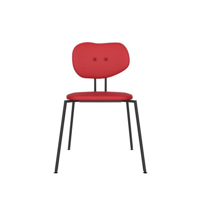 Lensvelt Maarten Baas Chair 141 (Stackable - Without Armrests) Backrest B Grenada Red 010 Black (RAL9005) Hard Leg Ends
