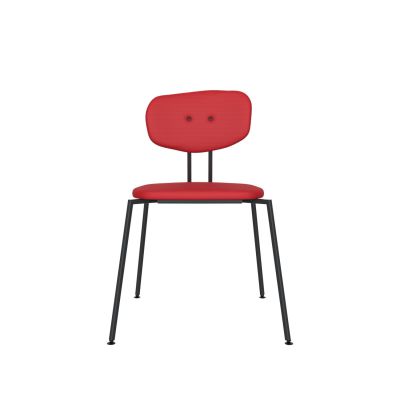 Lensvelt Maarten Baas Chair 141 (Stackable - Without Armrests) Backrest C Grenada Red 010 Black (RAL9005) Hard Leg Ends