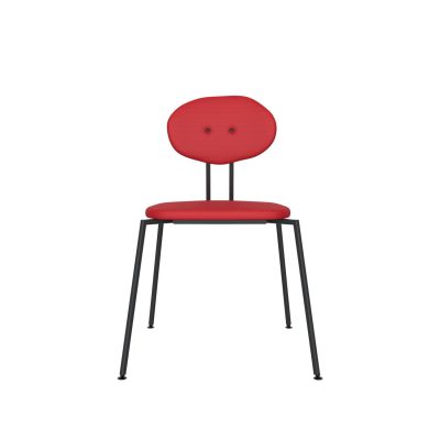 Lensvelt Maarten Baas Chair 141 (Stackable - Without Armrests) Backrest D Grenada Red 010 Black (RAL9005) Hard Leg Ends