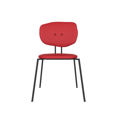 Lensvelt Maarten Baas Chair 141 (Stackable - Without Armrests) Backrest F Grenada Red 010 Black (RAL9005) Hard Leg Ends