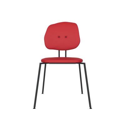 Lensvelt Maarten Baas Chair 141 (Stackable - Without Armrests) Backrest G Grenada Red 010 Black (RAL9005) Hard Leg Ends