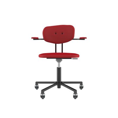 Lensvelt Maarten Baas Office Chair With Armrests Backrest C Grenada Red 010 Black (RAL9005) Soft Wheels