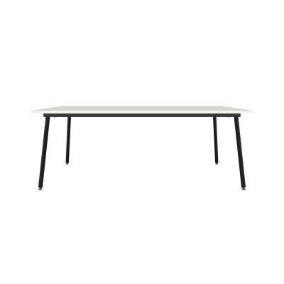 Lensvelt Maarten Baas Table Fixed Height 100x200 Table Top 26 mm - Top: Melamine White - Edge: ABS White - Black  Frame (RAL9005)