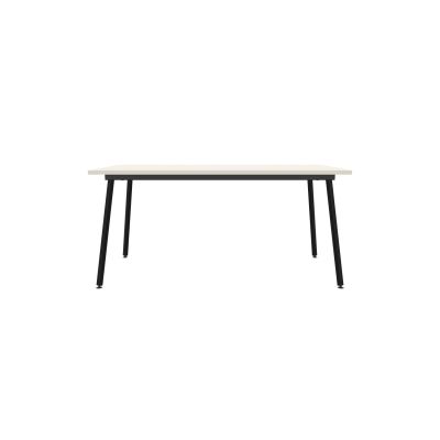 Lensvelt Maarten Baas Table Fixed Height 80x160 Table Top 26 mm - Top: Melamine Boring Grey - Edge: ABS Boring Grey - Black  Frame (RAL9005)
