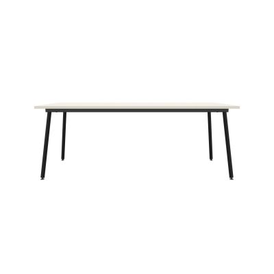 Lensvelt Maarten Baas Table Fixed Height 80x200 Table Top 26 mm - Top: Melamine Boring Grey - Edge: ABS Boring Grey - Black  Frame (RAL9005)