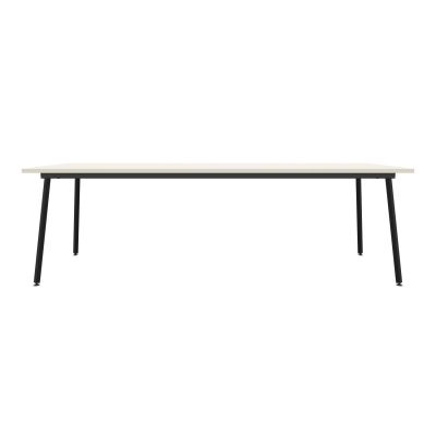 Lensvelt Maarten Baas Table Fixed Height 80x200 Table Top 26 mm - Top: Melamine White - Edge: ABS White - Black  Frame (RAL9005)