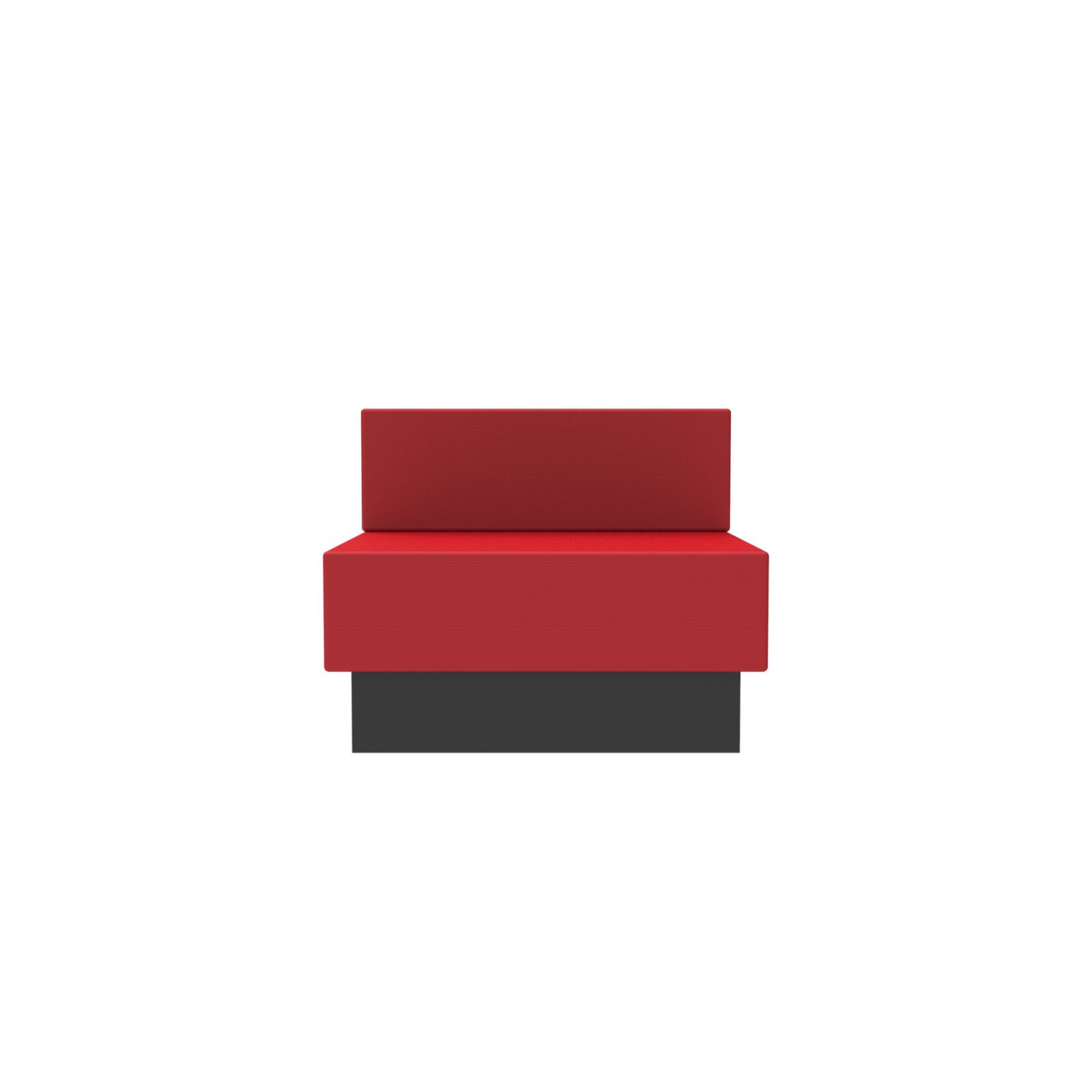 lensvelt oma blocks lounging edition closed base with backrest full length 90 cm width grenada red 010 black ral9005 hard leg ends