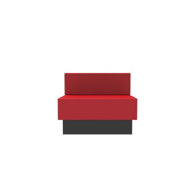 Lensvelt OMA Blocks Lounging Edition Closed Base With Backrest (Full Length) 90 cm Width Grenada Red 010 Black (RAL9005) Hard Leg Ends