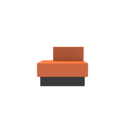 Lensvelt OMA Blocks Lounging Edition Closed Base With Backrest (Left) 90 cm Width Burn Orange 102 Black (RAL9005) Hard Leg Ends