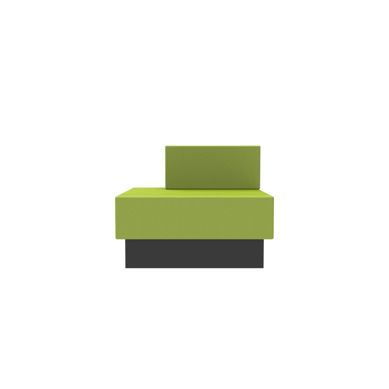 lensvelt oma blocks lounging edition closed base with backrest left 90 cm width fairway green 020 black ral9005 hard leg ends