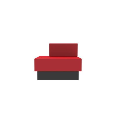 Lensvelt OMA Blocks Lounging Edition Closed Base With Backrest (Left) 90 cm Width Grenada Red 010 Black (RAL9005) Hard Leg Ends