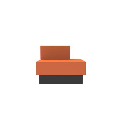Lensvelt OMA Blocks Lounging Edition Closed Base With Backrest (Right) 90 cm Width Burn Orange 102 Black (RAL9005) Hard Leg Ends