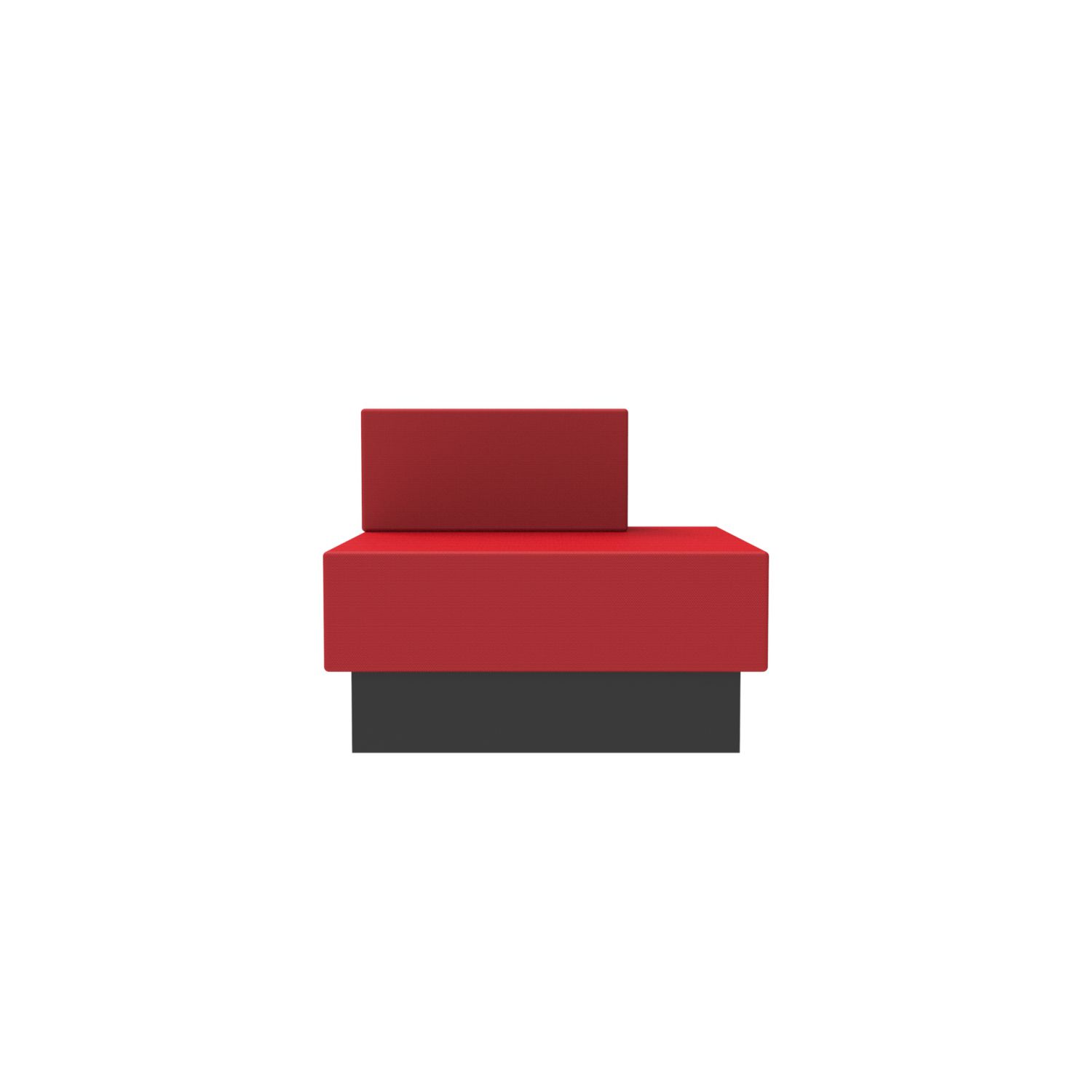 lensvelt oma blocks lounging edition closed base with backrest right 90 cm width grenada red 010 black ral9005 hard leg ends