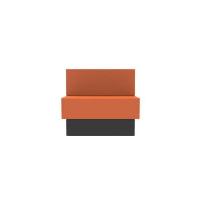 Lensvelt OMA Blocks Seating Edition Closed Base With Backrest (Full Length) 90 cm Width Burn Orange 102 Black (RAL9005) Hard Leg Ends