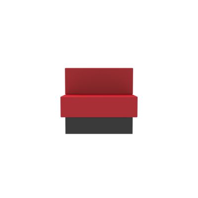 Lensvelt OMA Blocks Seating Edition Closed Base With Backrest (Full Length) 90 cm Width Grenada Red 010 Black (RAL9005) Hard Leg Ends