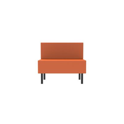 Lensvelt OMA Blocks Seating Edition Four Legs With Backrest (Full Length) 90 cm Width Burn Orange 102 Black (RAL9005) Hard Leg Ends