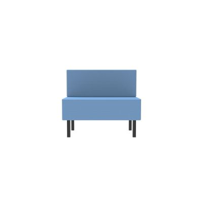 Lensvelt OMA Blocks Seating Edition Four Legs With Backrest (Full Length) 90 cm Width Blue Horizon 040 Black (RAL9005) Hard Leg Ends