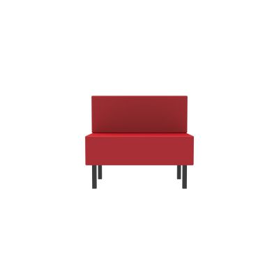 Lensvelt OMA Blocks Seating Edition Four Legs With Backrest (Full Length) 90 cm Width Grenada Red 010 Black (RAL9005) Hard Leg Ends