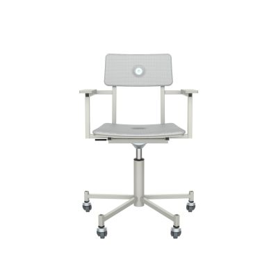 Lensvelt Piet Hein Eek MITW Upholstered Office Chair (With Armrests) Breeze Light Grey 171 - Agata Grey (RAL7038) With Wheels