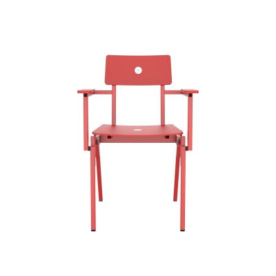 Lensvelt Piet Hein Eek MITW Wooden Chair (With Armrests) Traffic Red (RAL3020) Traffic Red (RAL3020) Hard Leg Ends