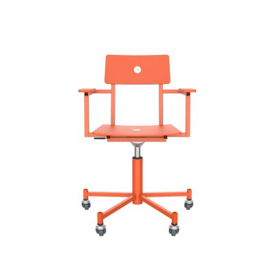 Lensvelt Piet Hein Eek MITW Wooden Office Chair (With Armrests) Pure Orange (RAL2004) Pure Orange (RAL2004) With Wheels