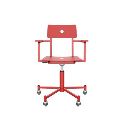 Lensvelt Piet Hein Eek MITW Wooden Office Chair (With Armrests) Traffic Red (RAL3020) Traffic Red (RAL3020) With Wheels