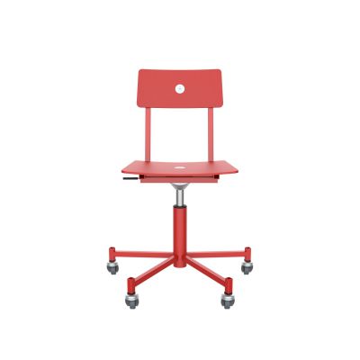 Lensvelt Piet Hein Eek MITW Wooden Office Chair (Without Armrests) Traffic Red (RAL3020) Traffic Red (RAL3020) With Wheels