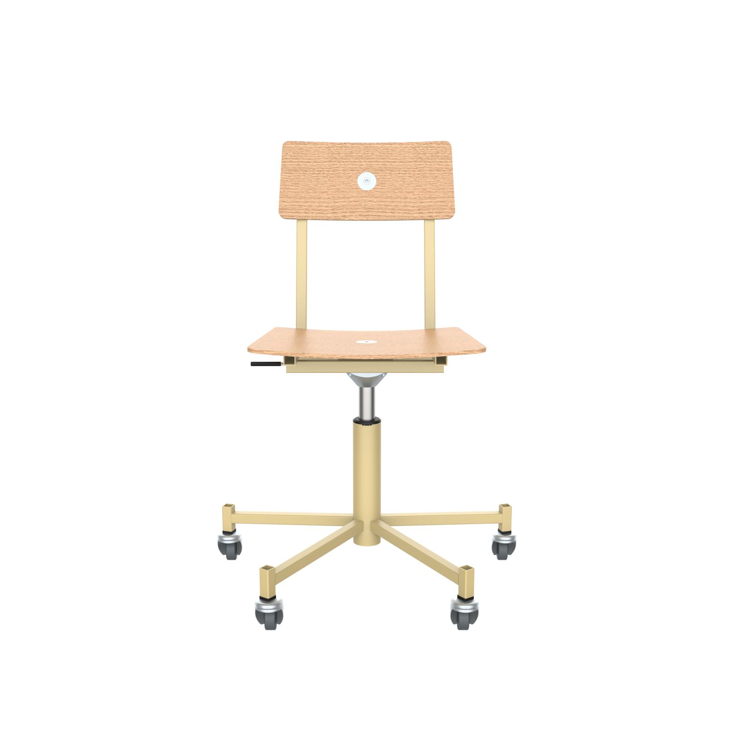 lensvelt piet hein eek mitw wooden office chair without armrests natural oak green beige ral1000 with wheels