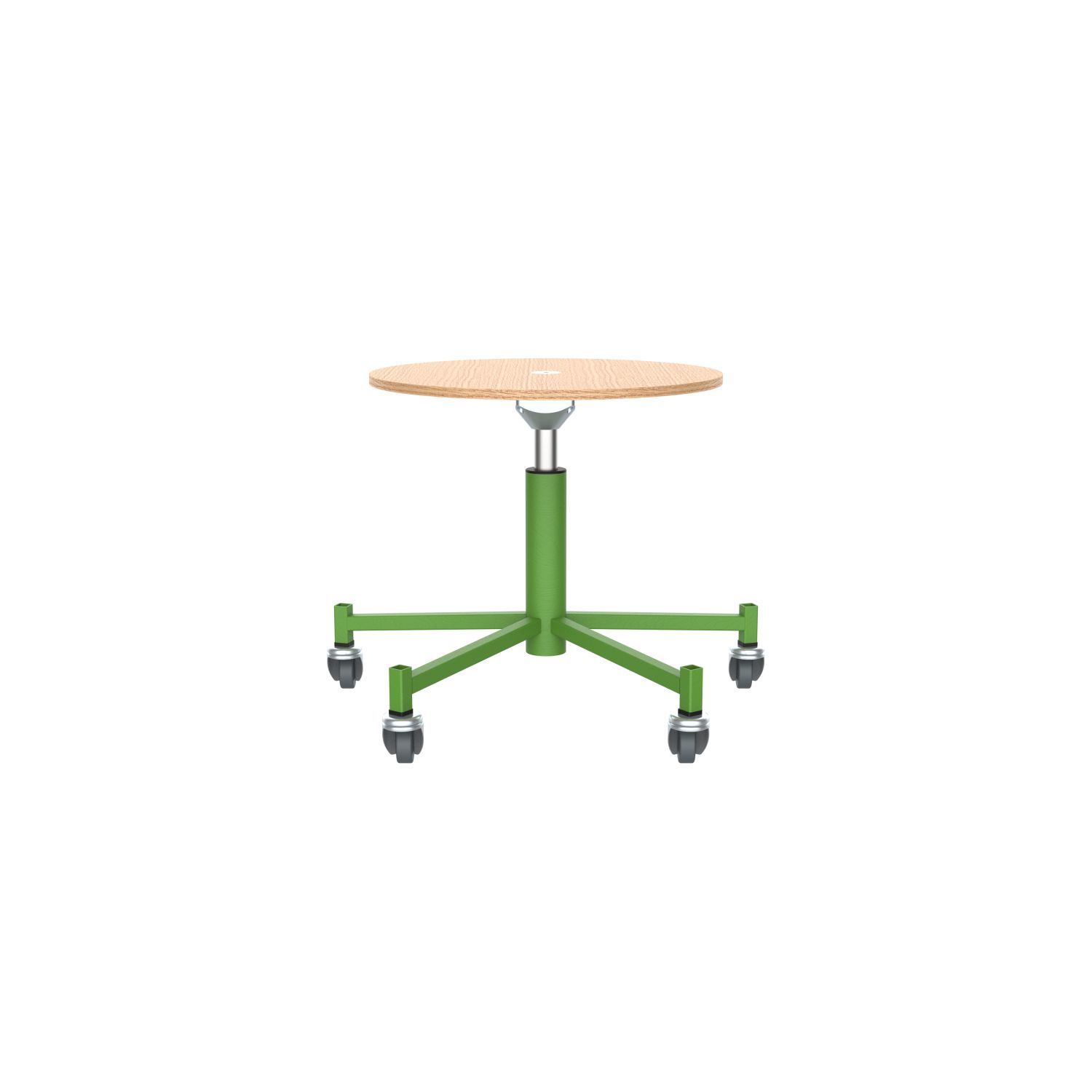 lensvelt piet hein eek mitw wooden stool with wheels natural oak yellow green ral6018 with wheels